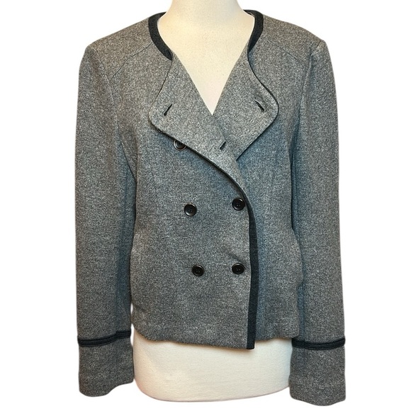 Ann Taylor Loft Gray Military Inspired Double Breasted Jacket size L - Picture 1 of 16